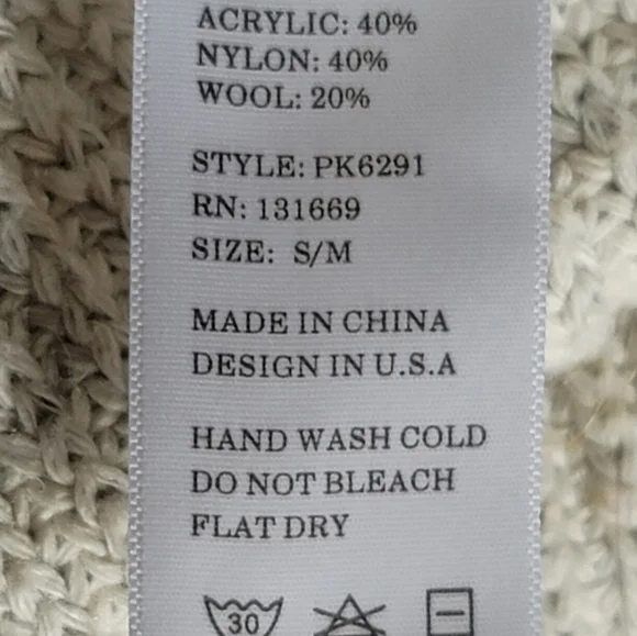 A.Gain Faux Fur Cable Knit Wool Blend Oatmeal Cardigan - Size Small - Picture 7 of 7